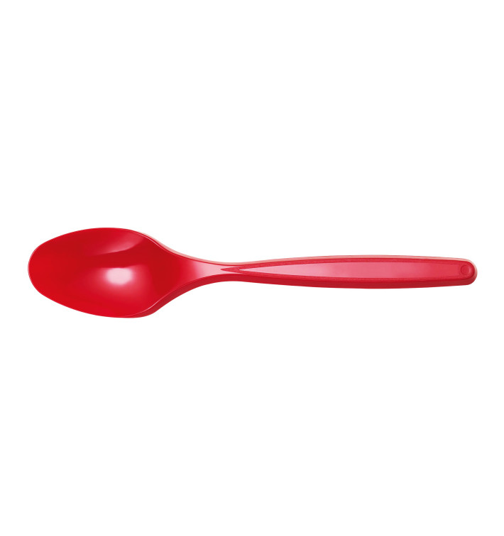 Plastic PS thee lepel rood 12cm (1200 stuks) Plastic PS thee lepel rood 12cm (1200 stuks)