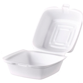 Schuim burger dozen take-out wit 1,30x1,30x0,80cm (125 stuks) 