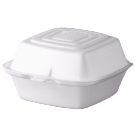 Schuim burger dozen take-out wit 1,30x1,30x0,80cm (500 stuks)