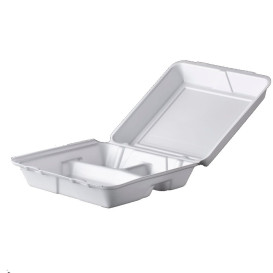 Schuim lunch doos 3 Compartmenten wit 2,40x2,35cm (200 stuks)