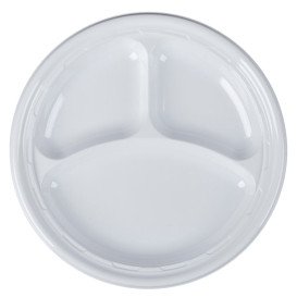 Plastic bord PS "Famous Impact" 3 C. wit Ø26 cm (125 stuks)