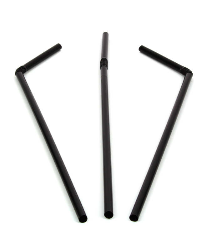 Plastic rietje flexibel PS zwart Ø0,5cm 23cm (1000 stuks) Plastic rietje flexibel PS zwart Ø0,5cm 23cm (1000 stuks)