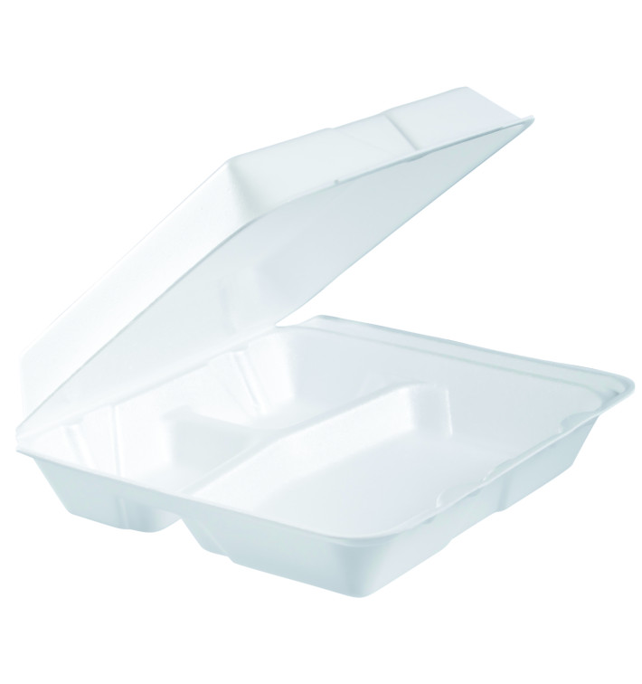 Schuim lunch doos 3 Compartmenten Verwijderbare Deksel wit 2,40x2,35cm (200 stuks) Schuim lunch doos 3 Compartmenten Verwijderbare Deksel wit 2,40x2,35cm (200 stuks)