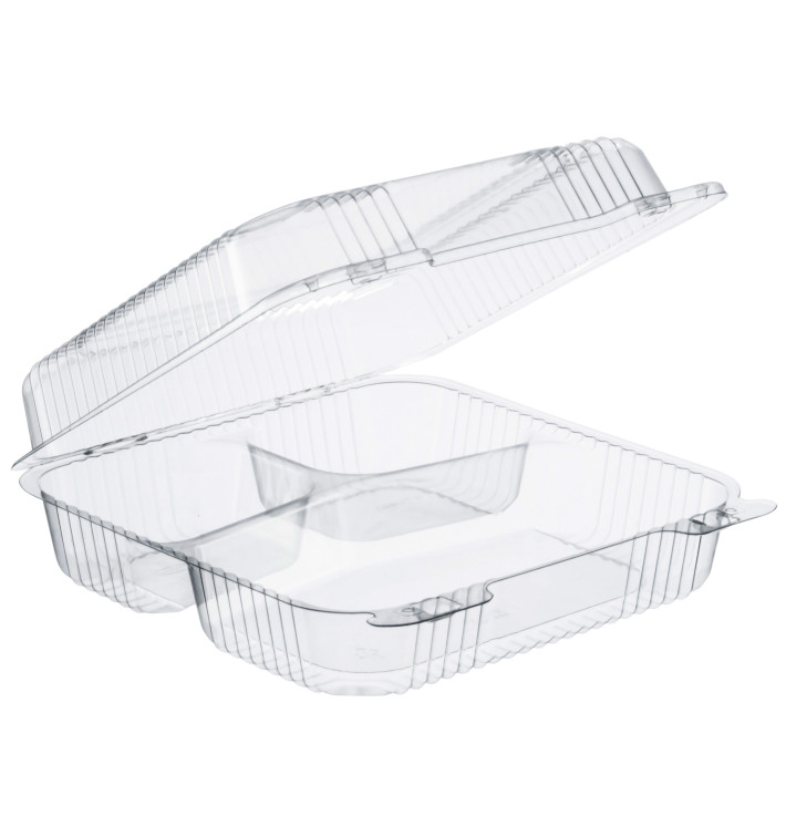 Plastic scharnierende Deli-Container OPS 3 Compartmenten "StaenLock" transparant 1120ml (200 stuks) Plastic scharnierende Deli-Container OPS 3 Compartmenten "StaenLock" transparant 1120ml (200 stuks)
