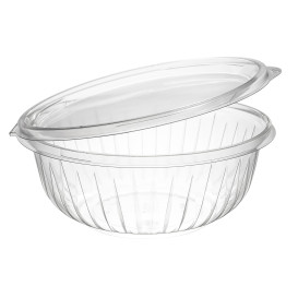 Plastic scharnierende Saladekom PET"Presentatiekom" Plat 950ml (150 stuks)