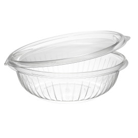 Plastic scharnierende Saladekom PET"Presentatiekom" Plat 710ml (75 stuks) 