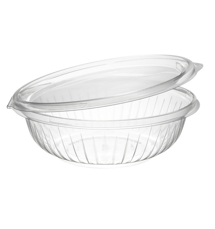 Plastic scharnierende Saladekom PET"Presentatiekom" Plat 710ml (75 stuks) Plastic scharnierende Saladekom PET"Presentatiekom" Plat 710ml (75 stuks)