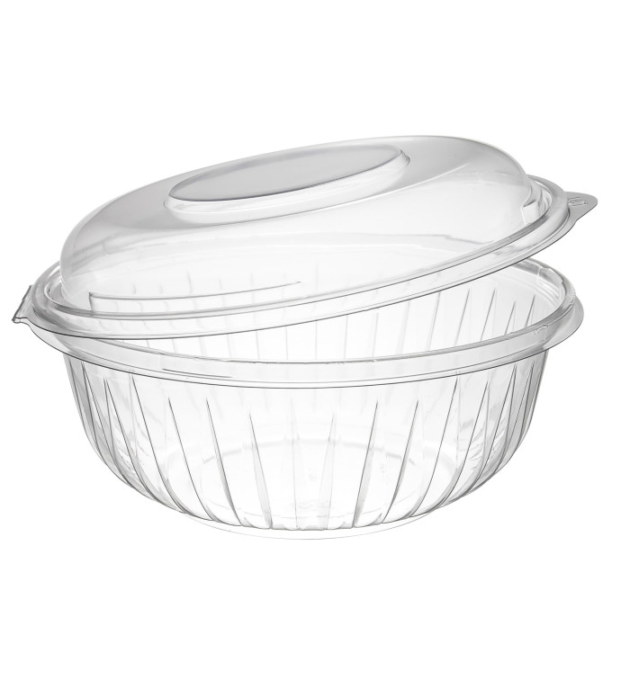 Plastic scharnierende Saladekom PET"Presentatiekom" hoog koepel Deksel 950ml (75 stuks) Plastic scharnierende Saladekom PET"Presentatiekom" hoog koepel Deksel 950ml (75 stuks)