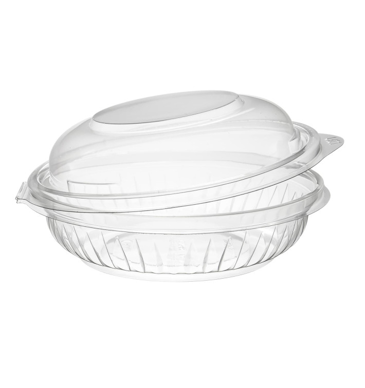 Plastic scharnierende Saladekom PET"Presentatiekom" hoog koepel Deksel 240ml (300 stuks) Plastic scharnierende Saladekom PET"Presentatiekom" hoog koepel Deksel 240ml (300 stuks)