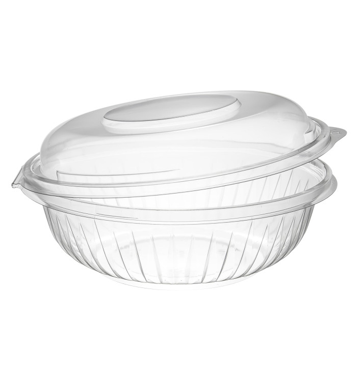 Plastic scharnierende Saladekom PET"Presentatiekom" hoog koepel Deksel 710ml (150 stuks) Plastic scharnierende Saladekom PET"Presentatiekom" hoog koepel Deksel 710ml (150 stuks)