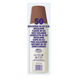 Plastic PS Shotje twee kleurig bruin 80ml Ø5,7cm (50 stuks) 