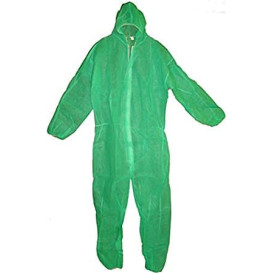 Wegwerp plastic overall "TST" PP capuchonrits maat XXL groen (50 stuks)