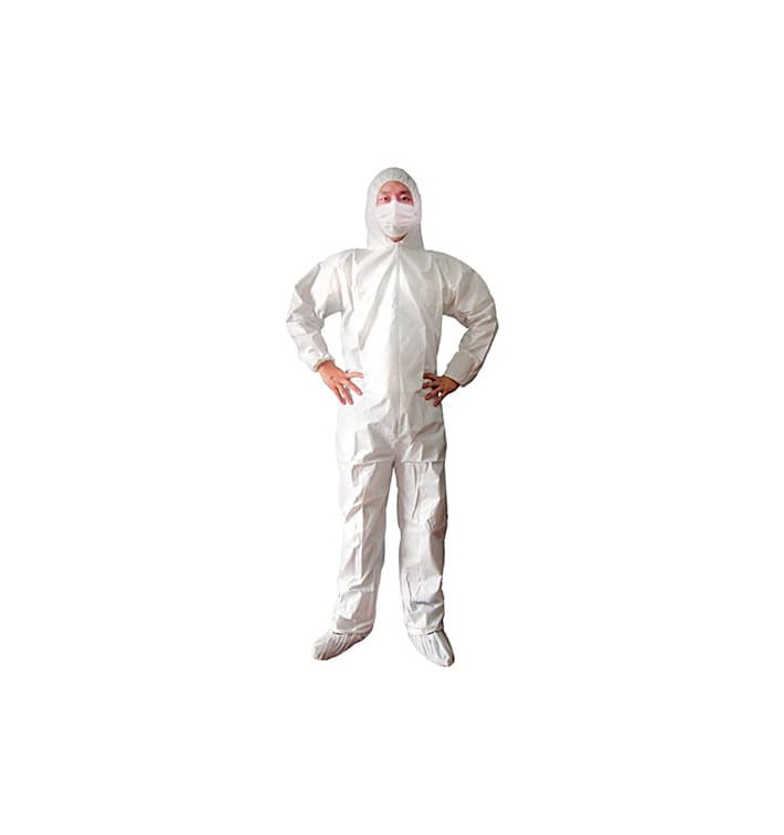 Wegwerp plastic overall "TST" PP capuchonrits maat XL (1 stuk) Wegwerp plastic overall "TST" PP capuchonrits maat XL (1 stuk)
