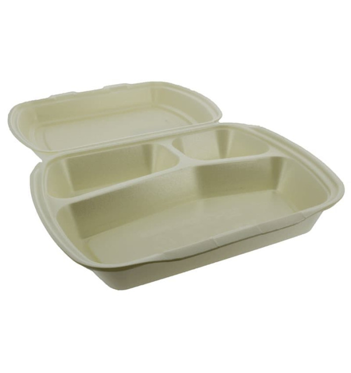 Schuim lunch doos 3 Compartmenten Champagne 2,40x2,10x0,70cm (250 stuks) Schuim lunch doos 3 Compartmenten Champagne 2,40x2,10x0,70cm (250 stuks)