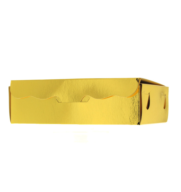 Papier bakkerij doos goud 14x8x3,5cm 250g (50 stuks) Papier bakkerij doos goud 14x8x3,5cm 250g (50 stuks)