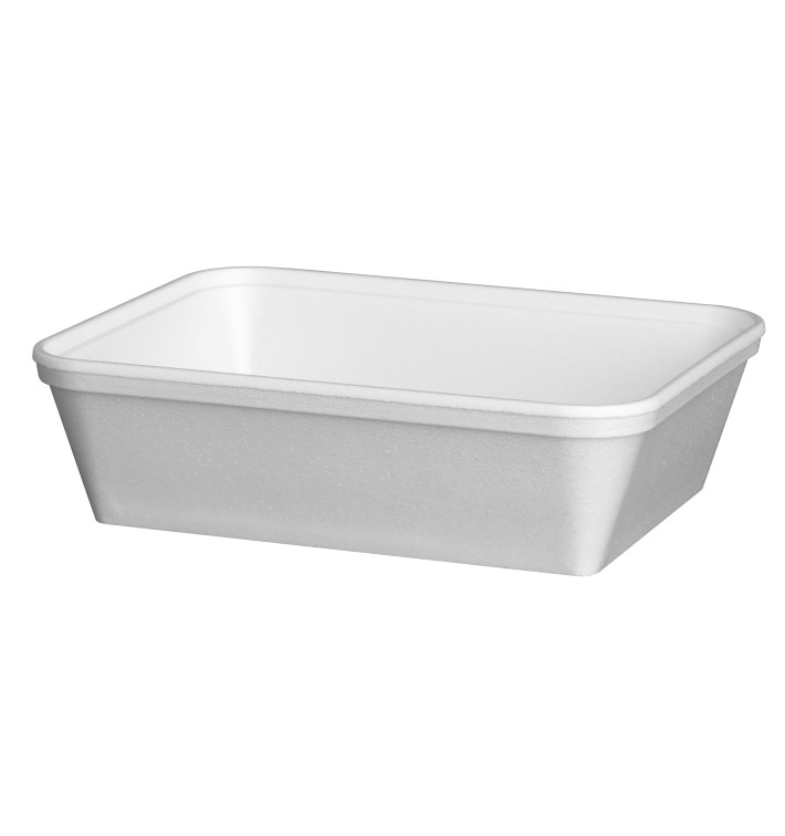 Schuim Container "Diner-pakket" Rechthoekige vorm wit 740ml (200 stuks) Schuim Container "Diner-pakket" Rechthoekige vorm wit 740ml (200 stuks)