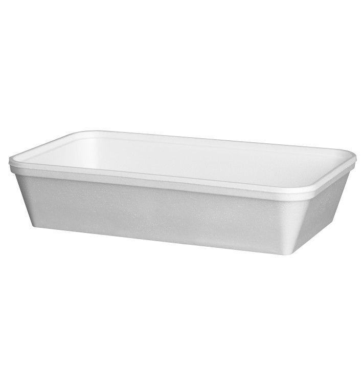 Schuim Container "Diner-pakket" Rechthoekige vorm wit 970ml (200 stuks) Schuim Container "Diner-pakket" Rechthoekige vorm wit 970ml (200 stuks)