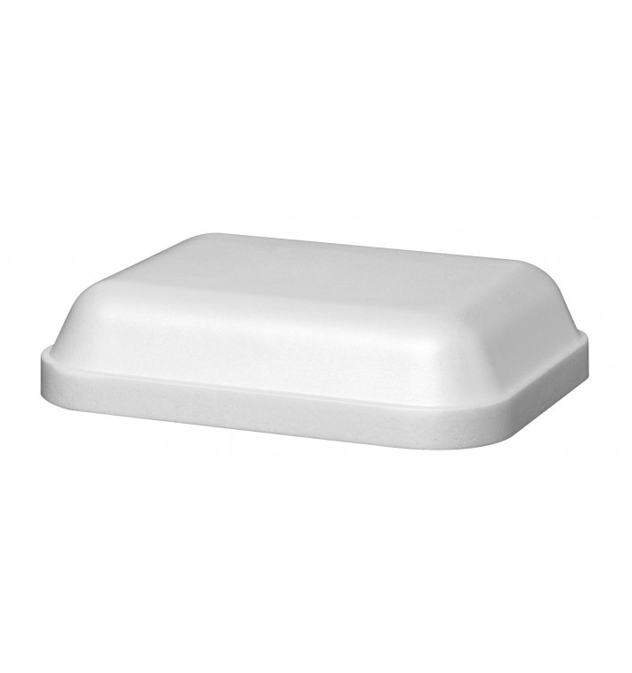 Schuim Deksel voor schuim Container "Diner-pakket" Rechthoekige vorm wit 430ml (25 stuks)