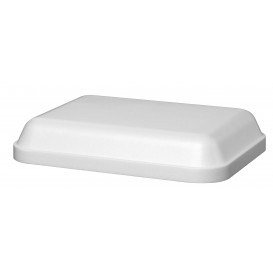 Schuim Deksel voor schuim Container "Diner-pakket" Rechthoekige vorm wit 740ml (200 stuks)