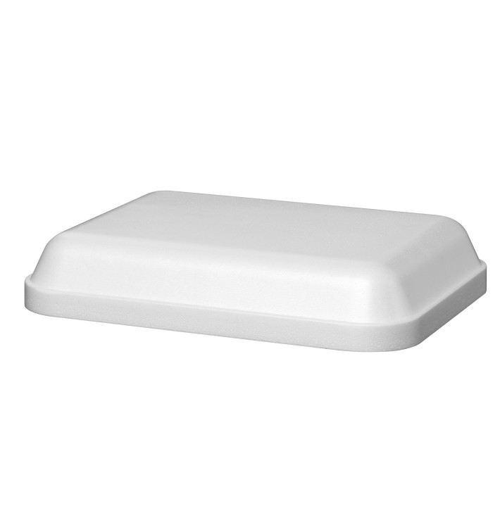 Schuim Deksel voor schuim Container "Diner-pakket" Rechthoekige vorm wit 740ml (200 stuks) Schuim Deksel voor schuim Container "Diner-pakket" Rechthoekige vorm wit 740ml (200 stuks)
