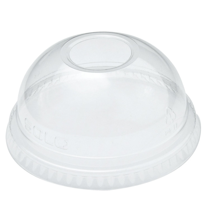 Plastic PET koepel Deksel met gat Kristal Ø7,8cm (1000 stuks) Plastic PET koepel Deksel met gat Kristal Ø7,8cm (1000 stuks)