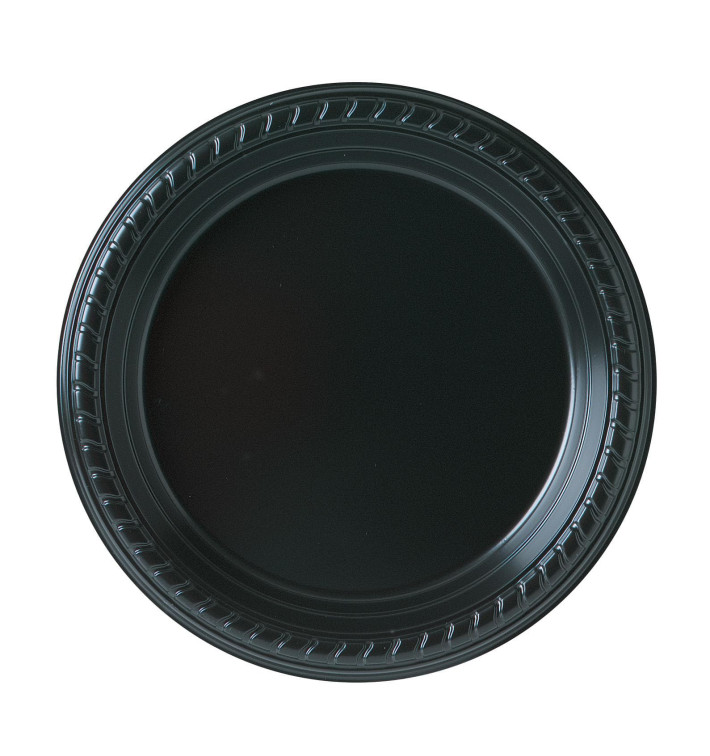 Plastic bord Plat van PS zwart 18 cm (25 stuks) Plastic bord Plat van PS zwart 18 cm (25 stuks)