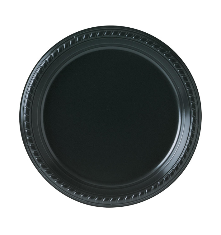 Plastic bord Plat van PS zwart 23 cm (500 stuks) Plastic bord Plat van PS zwart 23 cm (500 stuks)