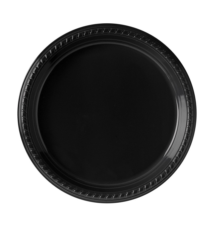 Plastic bord Plat van PS zwart 26 cm (25 stuks) Plastic bord Plat van PS zwart 26 cm (25 stuks)