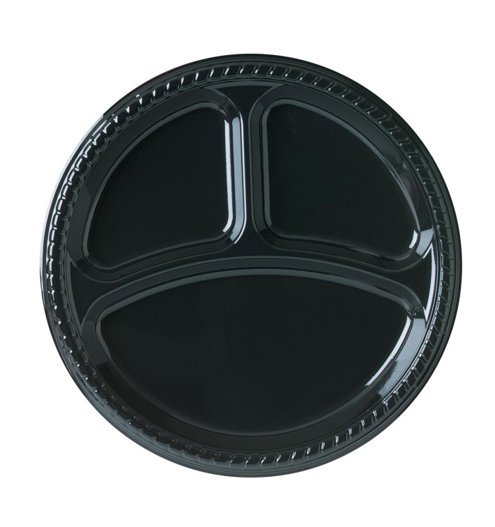 Plastic bord Plat van PS zwart 3C 26 cm (25 stuks) Plastic bord Plat van PS zwart 3C 26 cm (25 stuks)