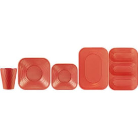 Plastic bord PP "X-Table" Vierkant oranje 23 cm (8 stuks) 