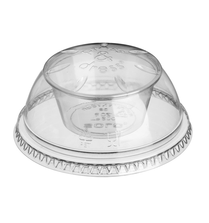 Plastic Deksel met Portie beker PET Kristal "Press&Dress" Ø9,2cm (500 stuks) Plastic Deksel met Portie beker PET Kristal "Press&Dress" Ø9,2cm (500 stuks)