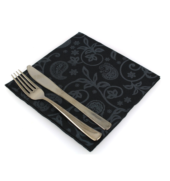 Airlaid Servetten "Cachemir" zwart 40x40cm (50 stuks) Airlaid Servetten "Cachemir" zwart 40x40cm (50 stuks)