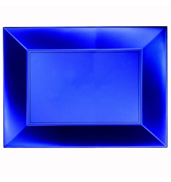 Plastic dienblad microgolfbaar blauw "Nice" 34,5x23cm (60 stuks) Plastic dienblad microgolfbaar blauw "Nice" 34,5x23cm (60 stuks)
