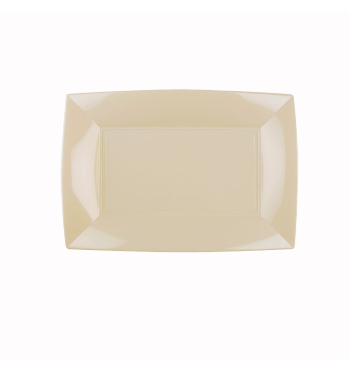 Plastic dienblad microgolfbaar crème "Nice" 28x19cm (12 stuks) Plastic dienblad microgolfbaar crème "Nice" 28x19cm (12 stuks)