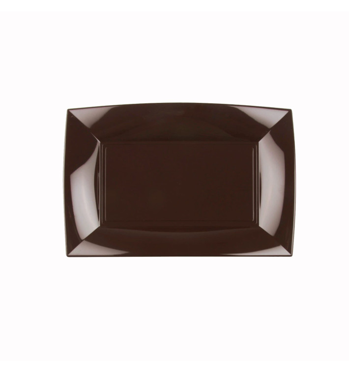 Plastic dienblad microgolfbaar bruin "Nice" 28x19cm (12 stuks) Plastic dienblad microgolfbaar bruin "Nice" 28x19cm (12 stuks)