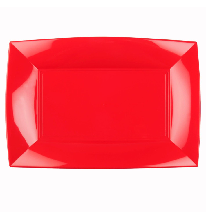 Plastic dienblad microgolfbaar rood "Nice" 34,5x23cm (6 stuks) Plastic dienblad microgolfbaar rood "Nice" 34,5x23cm (6 stuks)