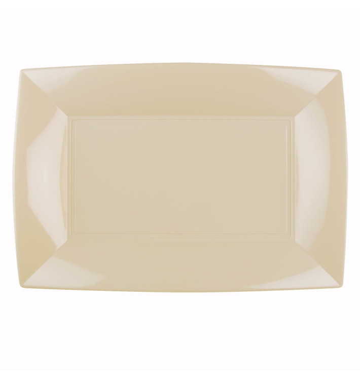 Plastic dienblad microgolfbaar crème "Nice" 34,5x23cm (60 stuks) Plastic dienblad microgolfbaar crème "Nice" 34,5x23cm (60 stuks)