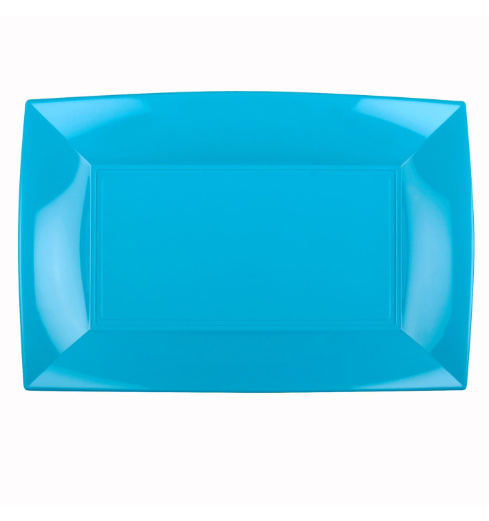 Plastic dienblad microgolfbaar turkoois "Nice" 34,5x23cm (60 stuks) Plastic dienblad microgolfbaar turkoois "Nice" 34,5x23cm (60 stuks)