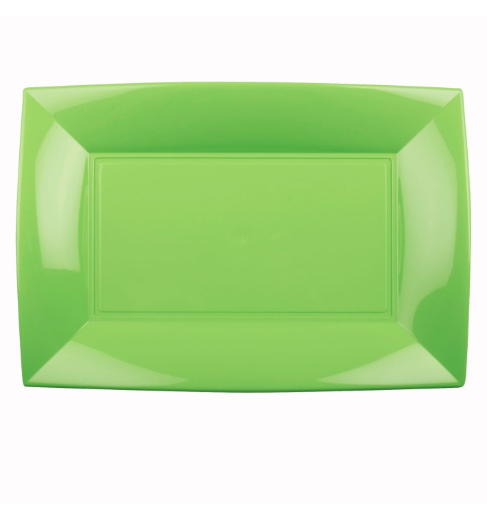 Plastic dienblad microgolfbaar limoengroen "Nice" 34,5x23cm (6 stuks) Plastic dienblad microgolfbaar limoengroen "Nice" 34,5x23cm (6 stuks)
