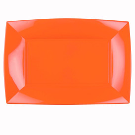 Plastic dienblad microgolfbaar oranje "Nice" 34,5x23cm (6 stuks) 