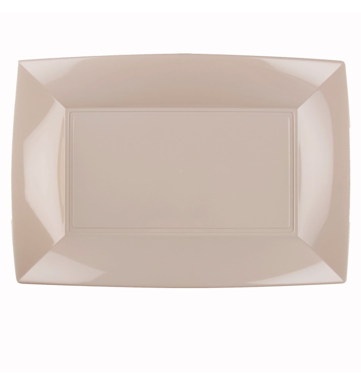 Plastic dienblad microgolfbaar beige "Nice" 34,5x23cm (60 stuks) Plastic dienblad microgolfbaar beige "Nice" 34,5x23cm (60 stuks)