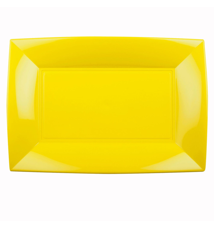 Plastic dienblad microgolfbaar geel "Nice" 34,5x23cm (6 stuks) Plastic dienblad microgolfbaar geel "Nice" 34,5x23cm (6 stuks)