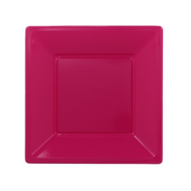 Plastic bord Vierkant plat fuchsia 23 cm (750 stuks)