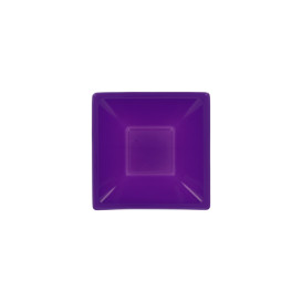 Plastic kom PS Vierkant lila 12x12cm (12 stuks) 