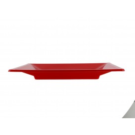 Plastic bord Plat Vierkant rood 17 cm (25 stuks) 