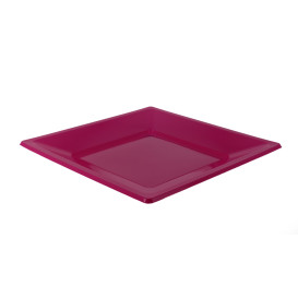 Plastic bord Vierkant plat fuchsia 17 cm (750 stuks)