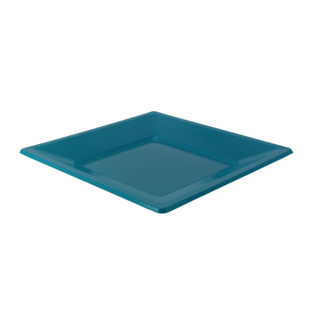 Plastic bord Vierkant plat turkoois 17 cm (750 stuks)