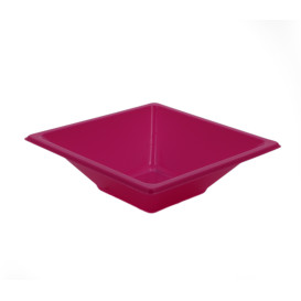 Plastic kom PS Vierkant fuchsia 12x12cm (12 stuks) 