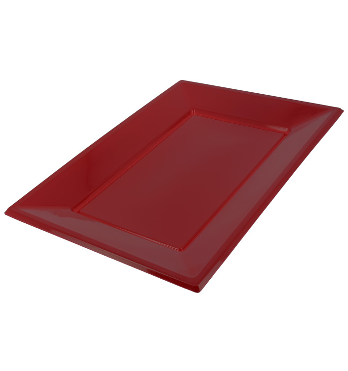 Plastic dienblad bordeauxrood 33x22,5cm (750 stuks) Plastic dienblad bordeauxrood 33x22,5cm (750 stuks)