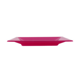 Plastic bord Plat Vierkant fuchsia 23 cm (3 stuks) 